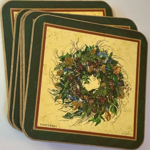 Vintage Pimpernel Holiday Coasters Set of 6 - Cork Back - Good Condition - Picture 16 of 16